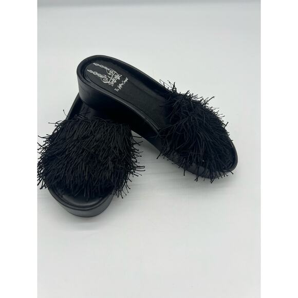 Jeffrey Campbell LF x JC Limited Edition Fringe Slip On Flat Sandals Black 7 - Picture 7 of 10